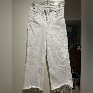 White wide leg ankle pants